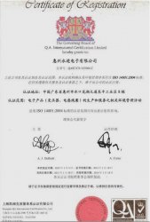 ISO 14001证书